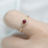 1ct Round Cut Pink Ruby Engagement Ring Evil Eye Minimalist 14k Yellow Gold Over