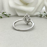 2.1ct Engagement Ring Oval Cut Diamond Sunburst Halo Design 14k WhiteGold Finish