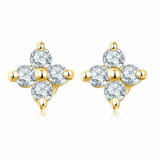 0.5ct Round Cut VVS1D Diamond Clover Floral Stud Earrings 14k White Gold Finish
