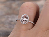 1ct Oval Cut Champagne Morganite Solitaire Engagement Ring 14k White Gold Finish