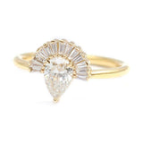 1.5ct Pear Cut Diamond Engagement Ring 14k Yellow Gold Finish Art Deco Crown