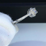 1.5ct Round Cut VVS1D Diamond Engagement Ring Halo Women 14k White Gold Finish