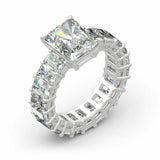 5Ct Radiant Cut Diamond Solitaire Eternity Engagement Ring 18K White Gold Finish