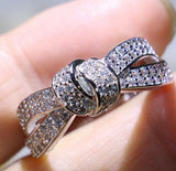 2ct Round Cut VVS1 Diamond Engagement Ring 14k White Gold Finish Ribbon Bow Knot