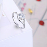 0.6ct Round Cut Diamond Engagement Ring 14k White Gold Finish Solitaire Split