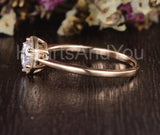 0.5ct Round Cut Moissanite Geometric Solitaire Beaded Ring 14k YellowGold Plated
