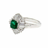 2ct Asscher Green Emerald Engagement Ring Cocktail Sunburst 14k White Gold Over