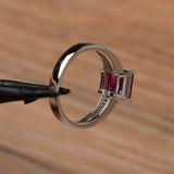 1.4ct Asscher Cut Pink Ruby Split Shank Engagement Ring 14k White Gold Finish