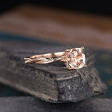 1ct Cushion Cut Morganite Infinity Solitaire Engagement Ring 14k RoseGold Finish