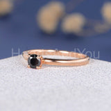 0.5ct Round Cut Simulated Black Diamond Solitaire Ring 14k Rose Gold Plated