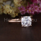 0.5ct Cushion Simulated Diamond Solitaire Engagement Ring 14k Rose Gold Plated