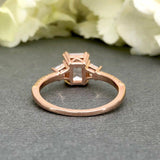 Accents Solitaire Engagement Ring 2.3ct Emerald Cut Diamond 14k Rose Gold Finish