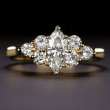 2Ct Marquise Round Diamond Elegant Vintage Engagement Ring 14K Yellow Gold Over