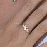 0.3ct Baguette Simulated Diamond Cluster Engagement Ring 14k Yellow Gold Plated