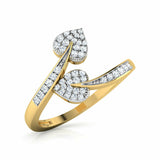 2Ct Round Cut Diamond Leaf Vine Bypass Engagement Ring 14K Yellow Gold Finish