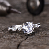 2ct Round Cut Diamond Engagement Ring Solitaire With Accents 14k White Gold Over