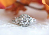 0.5ct Round Cut Diamond Filigree Solitaire Engagement Ring 18k WhiteGold Finish