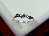 0.25ct Engagement Ring Round Cut Blue Tanzanite Swirl Twist 14k WhiteGold Finish