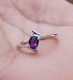 0.8ct Engagement Ring Oval Cut Purple Amethyst Solitaire 14k White Gold Finish