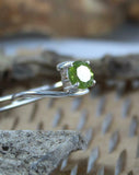 1ct Engagement Ring Round Cut Green Peridot Bypass Solitaire 14k White Gold Over