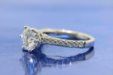 1.5ct Round Cut Diamond Engagement Ring Antique Milgrain 14k White Gold Finish