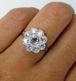 4Ct Round Cut Diamond Milgrain Floral Halo Engagement Ring 14K White Gold Finish