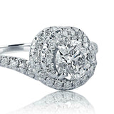 1.2ct Round Cut Diamond Engagement Ring Twist Swirl Halo 14k White Gold Finish