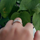 3Ct Round Cut Diamond Princess Tiara Two Statement Rings 14K Dual Gold Finish