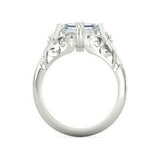 3Ct Emerald Cut Diamond Filigree Vintage Engagement Ring 14K White Gold Finish