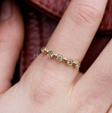 0.3ct Round Cut Moissanite Minimalist Bezel Wedding Band 14k Yellow Gold Plated