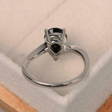1.7ct Pear Cut Black Diamond Swirl with Accents Design Ring 14k WhiteGold Finish