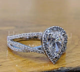 2.3ct Pear Simulated Diamond Split Shank Engagement Ring 14K White Gold Plated