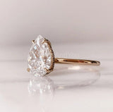 0.5ct Pear Cut Simulated Diamond Hidden Halo Engagement Ring 14k RoseGold Plated