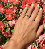 2.3ct Wedding Ring Band Round Cut Green Emerald Stackable 14k Yellow Gold Finish
