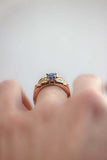 1ct Pear Cut Blue Sapphire Engagement Ring Floral Petal Leaf 14k YellowGold Over