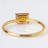 0.5ct Emerald Cut Simulated Yellow Citrine Solitaire Ring 14k Yellow Gold Plated