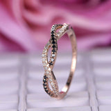 1ct Round Cut White and Black Diamond Wedding Band Infinity 14k Rose Gold Finish