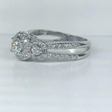 2ct Round Cut Diamond Engagement Ring Halo Trilogy Split Band 14k WhiteGold Over
