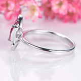 2.4ct Marquise Cut Pink Ruby Engagement Ring Butterfly Design 14k WhiteGold Over