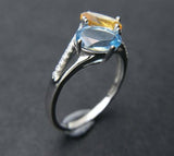 2.3ct Oval Cut Yellow Citrine Two Stone Split Shank Ring 14k White Gold Finish