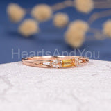 0.1ct Baguette Cut Simulated Citrine Half Eternity Wed Band 14k Rose Gold Plated