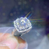 Dual Halo Solitaire Engagement Ring 2ct Round Cut Diamond 14k White Gold Finish