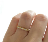 1Ct Round Cut DVVS1 Diamond Petite Vintage Eternity Band 14K Yellow Gold Finish