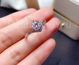 0.5ct Round Cut Moissanite Curved Women Engagement Ring 14k White Gold Plated