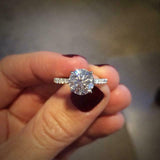 1.7ct Round Cut Diamond Engagement Ring 14k White Gold Finish Accents Solitaire