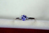 0.3ct Engagement Ring Oval Cut Tanzanite Trilogy Minimalist 14k White Gold Over