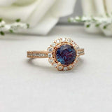 2.1ct Round Cut London Blue Topaz Halo Milgrain Vintage Ring 14k YellowGold Over