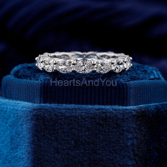 1ct Oval Cut Simulated Diamond Full Eternity Wedding Band 14k White Gold Plated