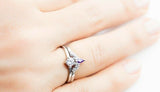 1ct Round Cut Diamond Engagement Ring Curved Bridal Set Band 14k White Gold Over