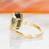 2.2ct Emerald Cut Simulated Black Diamond Bezel Set Ring 14k Yellow Gold Plated